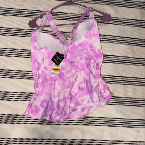 California Waves SUNKISSED SUNRISE LAVENDER Tie-Dye Tankini Top 3 22/24 - Picture 4 of 5